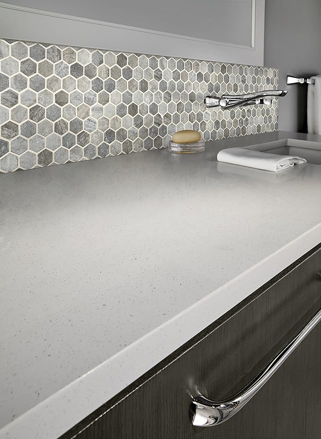 MSI Stonella Hexagon Textured Glass Mesh-Mounted Mosaic Tile for Bathroom, Kitchen Backsplash, Accent Wall Tile, and Shower Wall Tile