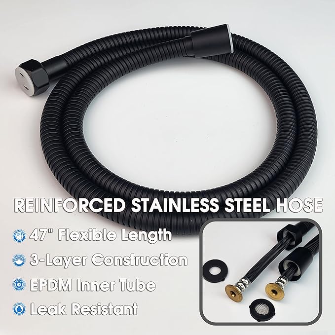 Handheld Bidet Sprayer for Toilet, Lockable Push Button, High Pressure Bathroom Sprayer, Cloth Diaper & Personal Hygiene Sprayer, Tank Mount No-Drill Install, Stainless Hose Set, Black Color