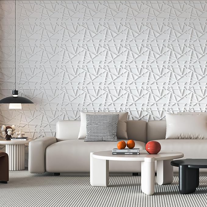 Art3d 20 Pack Decorative 3D Wall Panels, 19 Sq.Feet PVC Interior Wall Décor, 11.8"x11.8", White
