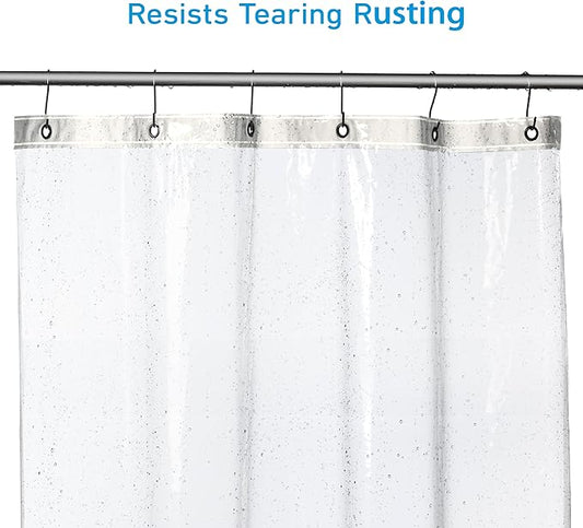EHZNZIE Shower Curtain Liner Light Weight PEVA, Shower Liner 36x72 Inches, Waterproof, No Chemical Smell with 12 Rust Proof Metal Grommets for Bathroom Shower Curtain, Clear