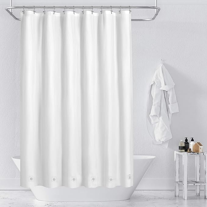 Barossa Design Long Shower Curtain Liner with 6 Magnets - 72" x 78", Waterproof PEVA Shower Liner for Bath Tub, PVC Free, Metal Grommets - White, 72x78