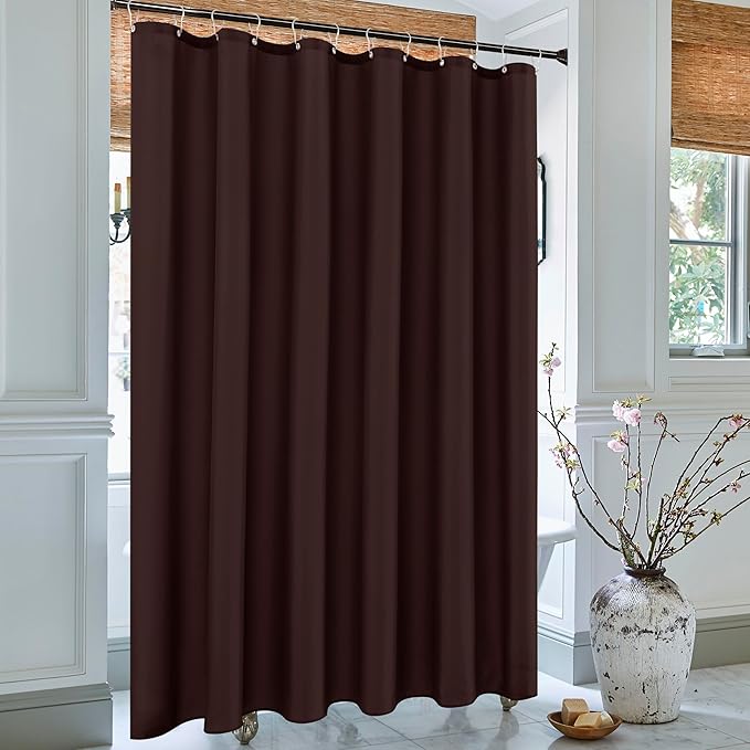 Biscaynebay Extra Long Fabric Shower Curtain Liners 72" Width by 84" Length, Brown Water Resistant Bathroom Curtains Rust Resistant Grommets Top Weighted Bottom Hem Machine Washable