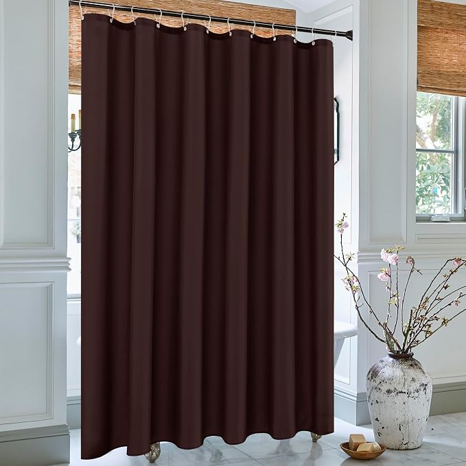 Fabric Shower Curtain Liner 72"W x 84"L-Brown Extra Long Shower Liners | Hotel Quality Water Resistant Machine Washable Shower Liner-Cloth Polyester Light Weight High Ceilings Bathroom Curtain Liner