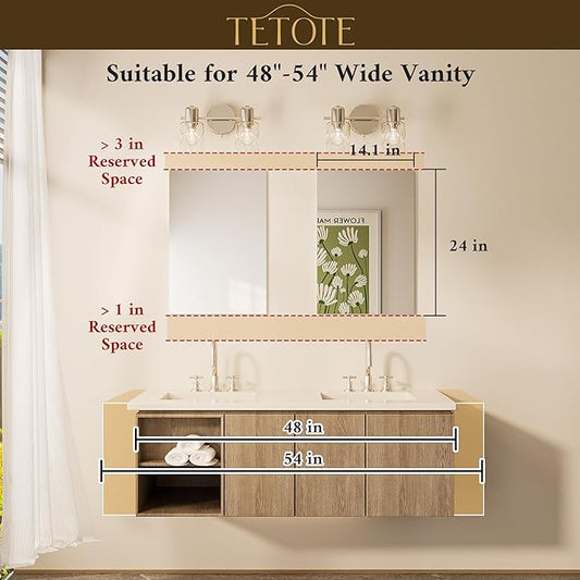 TETOTE Frameless Mirror 2 Packs 16" x 24" Tempered Vanity Mirror for Bathroom, Bedroom, Living Room, Entryway, Hallway, Home Gym, Vertically/Horizontally