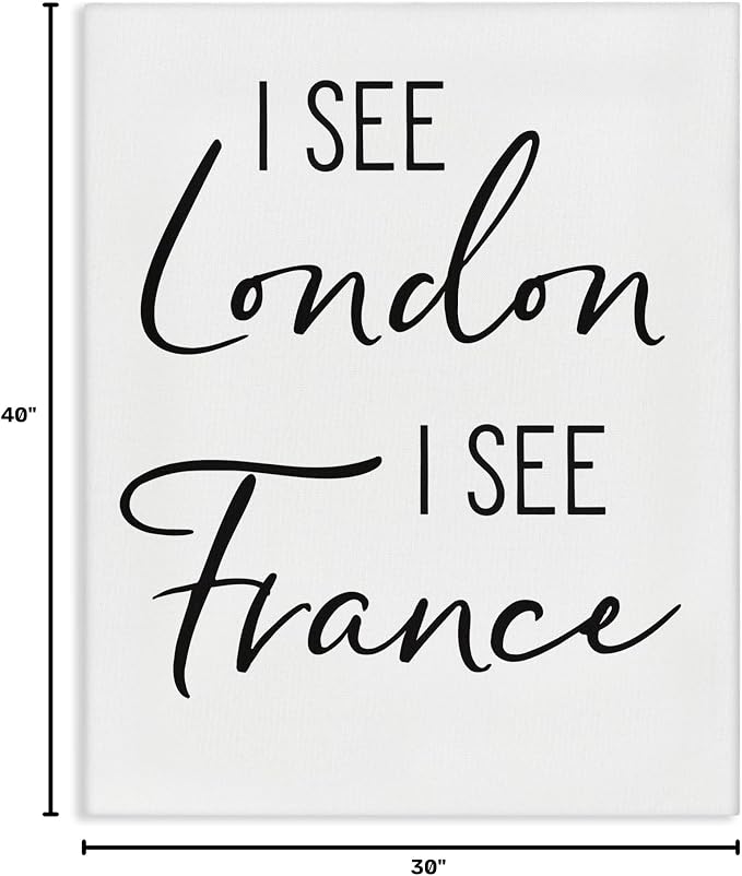 'I See London and France Saying Bathroom Humor'| Canvas Art | Stupell Industries | 30 x 40 Inches, Easy to Hang and Sturdy, Made in USA, by Lettered and Lined