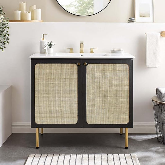 Modway EEI-6697-BLK-WHI Chaucer 36" Bathroom Vanity, Black White