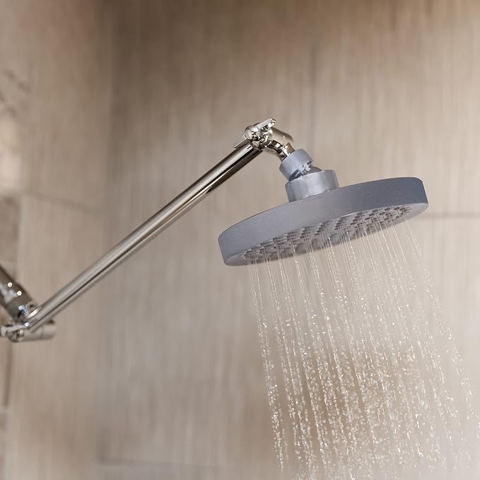 SparkPod Rain Shower Head, 6 Inch Round, Charcoal Grey Finish | High Pressure Shower Heads, 90 Nozzles, Adjustable Showerhead, No Tools Needed, Universal Connection