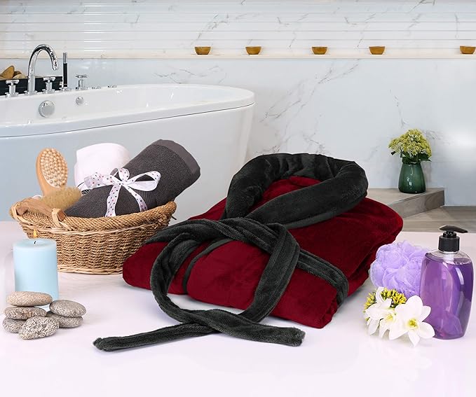 NY Threads Mens Robe, Luxury Plush Fleece Mens Bathrobe, Spa Bath Robe for Men