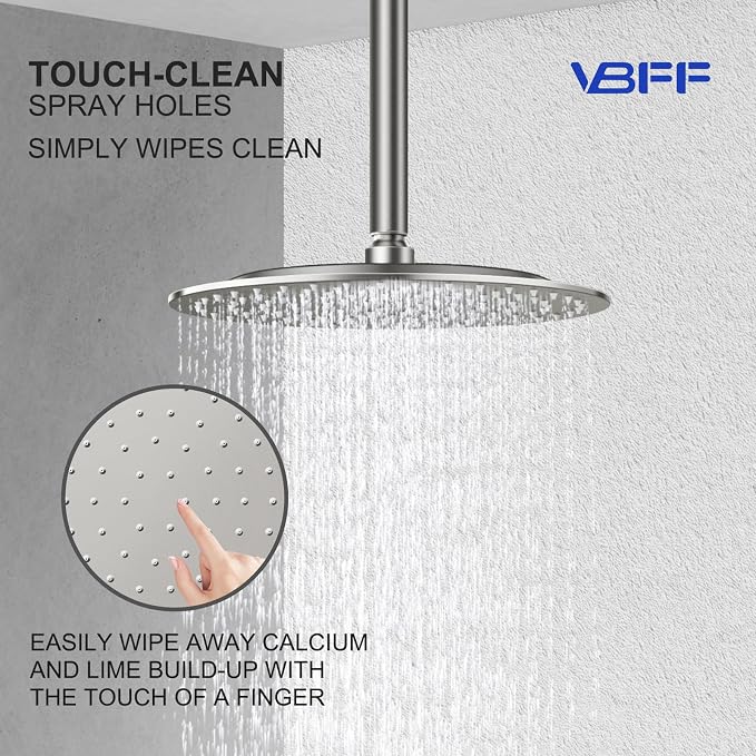 VBFF-Shower Head,rain shower head, 8 inch- Round Shower Head, 1.8 GPM Flow Rate, rainfall showerhead,VBFF11 (Brushed Nickel)