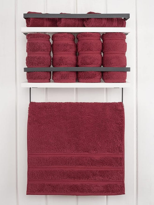 American Soft Linen Luxury Hand Towels for Bathroom, 600 GSM Heawy Weight 16x28 Size 100% Cotton Turkish 4 Piece Hand Face Towel Set, Bordeaux Red Hand Towels