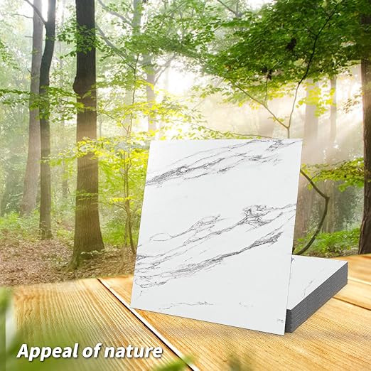 Art3d 30-Pack Peel and Stick Vinyl Floor Tiles, 12 x 12 in, Gray Marble | Anti-Slip, Waterproof, Stain-Resistant, Simple to Clean, Durable, Premium Vinyl, Ideal for Kitchen, Dining Room, Bedrooms