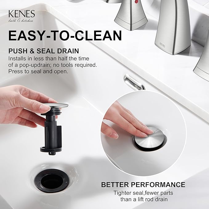 Bathroom Faucets for Sink 3 Hole, Brushed Nickel 2 Handle Widespread | Bathroom Vanity Faucet with Pop Up Drain & Supply Lines, Lead-Free cUPC & NSF Certified, 8 Inch Faucet for Vanity RV Sink