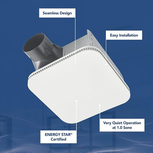 Broan-NuTone Bathroom Exhaust Fan – Easy Retrofit Without Attic Access, Ultra-Quiet 1 Sones, 110 CFM, ENERGY STAR Certified, Made in USA, Moisture & Odor Control with Easy-Clean Grille