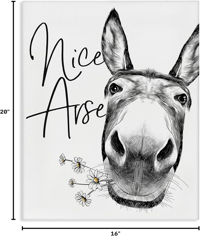 Funny Donkey Bathroom Comic, 16 x 20 Inch Canvas Wall Art | Stupell Industries | 16 x 20 Inches, Easy to Hang and Sturdy, Made in USA, by Lettered and Lined