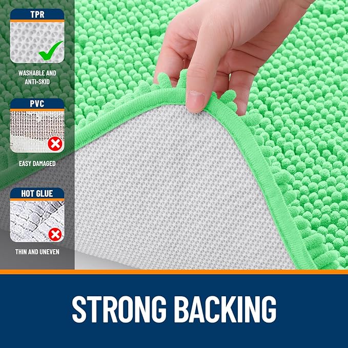 OLANLY Bathroom Runner Rugs 47x24, Extra Soft Absorbent Chenille Bath Rugs | Mint Green, Quick-Drying Rubber Backing, Washable Long Bath Mat for Bathroom Floor, Tub and Shower, Home Decor Accessories
