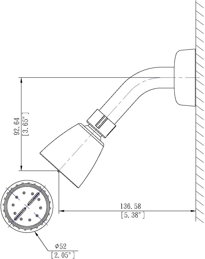 Laguna Brass 3320CP/4010CP Mobile Home Non-Metallic Two Handle 8" Shower Faucet Valve with Matching Shower Head/Arm/Flange Chrome Finish