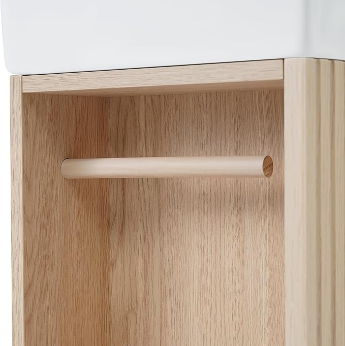 Merax Bathroom Vanity with Sink 18.6 Inch, Cabinet with Storage Shelf & Toilet Paper Holder, Left or Right Available,
