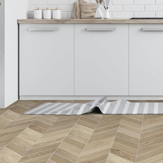 12-Pack Peel and Stick Floor Tile, 12.2" x 10" Chevron SPC Self-Adhesive Luxury Vinyl Flooring, Wood-Look Groutable Backsplash Tile for Kitchen Bathroom, Warm Oak, Covers 10.32 Sq. Ft.