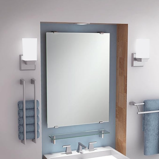 Gatco 4736 Bleu Glass Shelf, Satin Nickel/Wall Mounted 20.13" X 4.3" Tempered/Floating Rectangle Glass Shelf for Bathroom