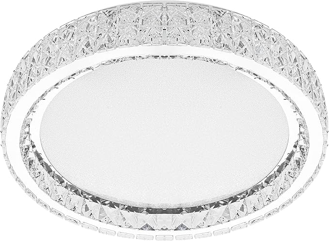 LamQee Crystal Flush Mount Ceiling Light Fixture, Dimmable LED Modern Close to Ceiling Light, Hallway Light Fixtures Round Ceiling Chandelier for Bedroom Kitchen Bathroom Closet Dining Room 13.78 inch