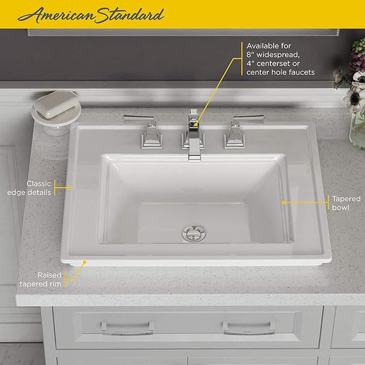 American Standard 1203008.020 Town Square S Countertop Sink, 8-inch Centers, White