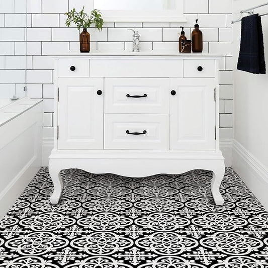 FloorPops Black Gothic Peel & Stick Floor Tiles, FP2475