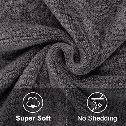 Orighty Bath Towel Pack of 4 - Soft Feel Grey Bath Towel Sets, Highly Absorbent Microfiber Towels for Body, Quick Drying, Microfiber Towels for Sport, Yoga, SPA, Fitness, (27’’ x 54’’)