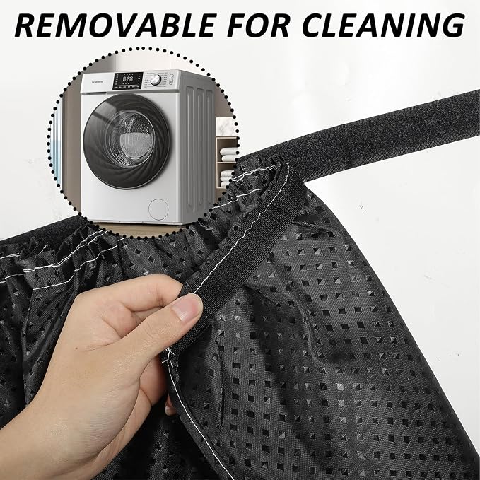 2 Pack Fabric Sink Skirt Diamond Bathroom Stitch Under Sink Skirt with Self Stick Adhesive Waterproof Fabric Under Sink Curtain Skirt for Extra Storage,Kitchen Sink Cover (Black,55 x 32Inch)
