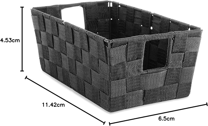 Whitmor 6581-2712-BLK Woven Strap Small Shelf Tote Black (Pack of 6)