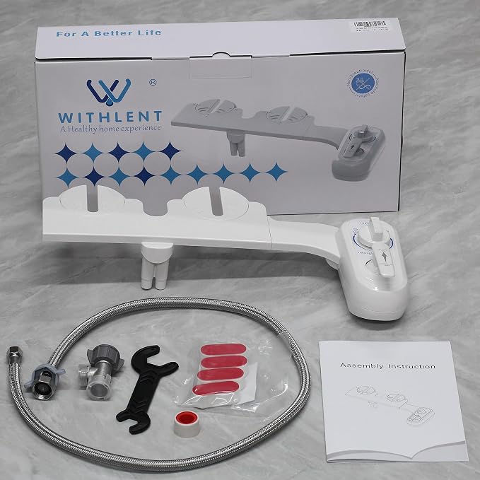 Left Hand Bidet Attachment for Toilet - Control Panel on Left Side - Self-Cleaning Dual Nozzle for Front and Rear Wash,Non-Electric Adjustable Water Pressure, Water Bidet Toilet Seat Attachment