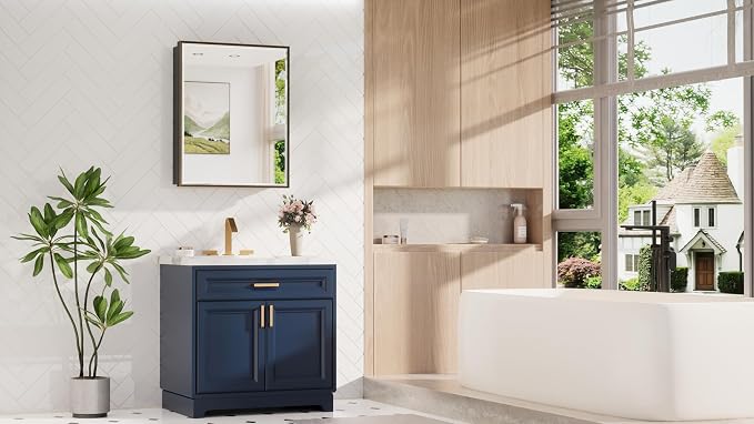 TokeShimi 24 x 30 Recessed Medicine Cabinet, Oil Rubbed Bronze Bathroom Medicine Cabinet with Mirror, Stepless Adjustable Shelves, Beveled Aluminum Frame, DTC Hinge