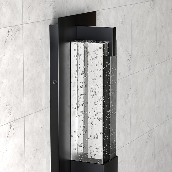 WOSHITU LED Wall Sconce Light: 19 Inch Black Modern Sconces Wall Lighting 3000K Dimmable Crystal Wall Lamps Indoor Bathroom Sconce Wall Mount Light Fixtures for Living Room/Bedroom/Hallway