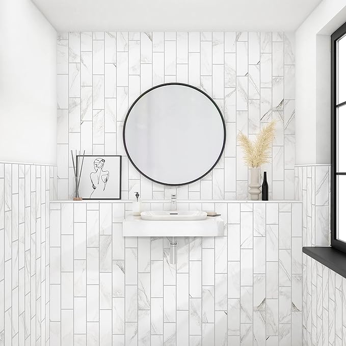 Daltile Perpetuo 4" X 12" Glazed Ceramic Wall Tile in Satin Brilliant White (28 pieces per carton) (10.64 sqft per carton)