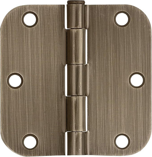 Design House Door Hinges for Interior Doors, 12-Pack, 3.5-inch x 3.5-inch β Rounded 5/8-inch Radius Steel Door Hinge β Antique Brass β Fits Standard Doors β Design House 189753