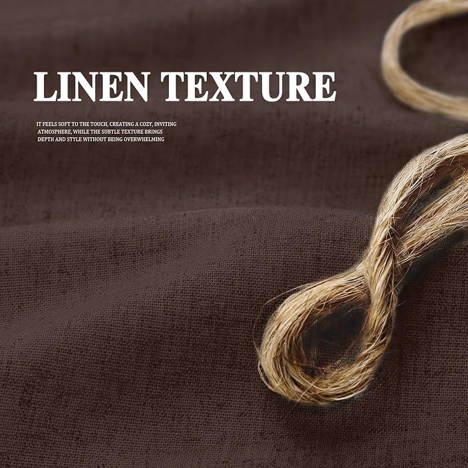 Farmhouse Shower Curtain Ruffle Linen Flax Brown 72" W x 72" L | Linen Fabric, Farmhouse Boho, Bottom Ruffle, Rustic, Country, Natural Look, Washable, Shower Curtain for Bathroom Bathtub