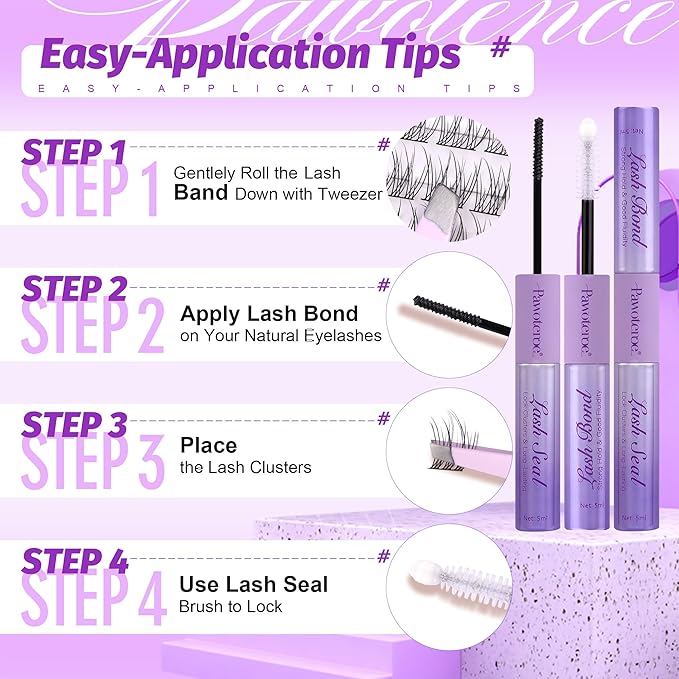 Lash Extension Kit Wispy Lash Clusters Kit 9-12mm Natural Individual Lashes Kit 168pcs Cluster Eyelash Extension Kit with Lash Bond and Seal, Lash Applicator for Self Use