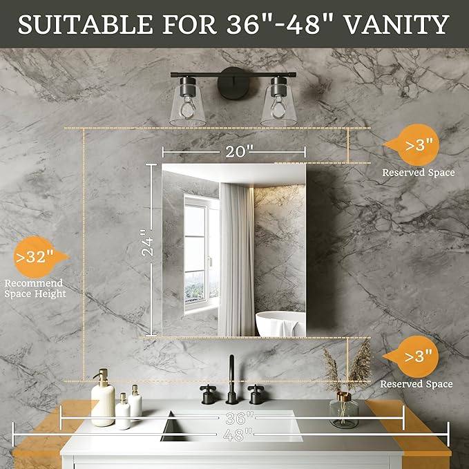 20 x 24 in Medicine Cabinet with Mirror and Side Panels, Silver | Surface or Recessed Medicine Cabinet Mirror with Storage, Adjustable Shelves, Aluminum Alloy Frame, Assembly Required