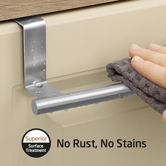 KES Over The Cabinet Door Towel Rack, Kitchen Towel Holder, 2 Pack | Anti-Wobble Stable Fit, Fit Doors Under 1" Thick, SUS304 Stainless Steel Bars for Dish Hand Towels, Brushed Finish