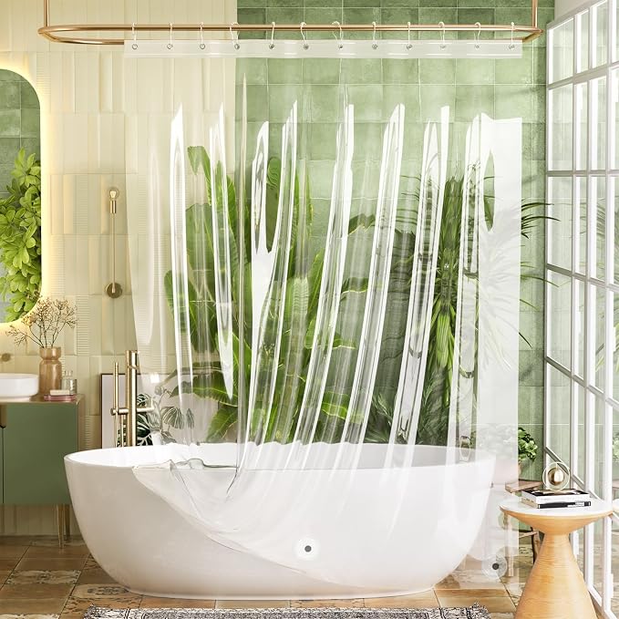Bathway Shower Curtain Liner, Clear Shower Curtain Liner Plastic 72x96 Extra Long PEVA Waterproof Shower Curtain Liner with 3 Magnets and 12 Rustproof Metal Grommets, Lightweight Shower Liner Bathroom