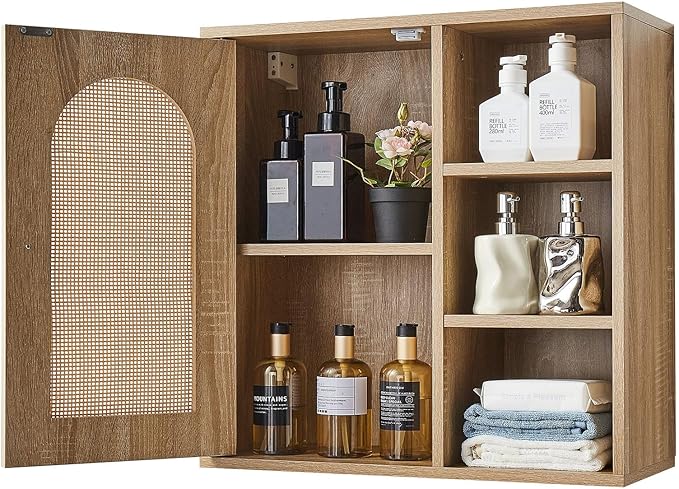 VEVOR Bathroom Wall Cabinet, 5 Height Levels, 23" W x 23" H Medicine Cabinet Wall Mounted, Hanging Organizer with Shelves for Laundry Room Kitchen Restroom