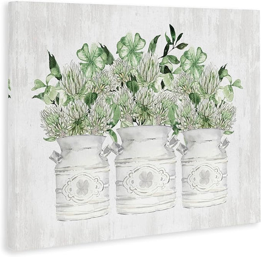 Stupell Industries Rustic Shamrock Bouquets, 36 x 48 Inch Canvas Wall Art | Stupell Industries · By Lettered and Lined · Ready to hang · Charming gift for bathroom or country decor · Made in USA