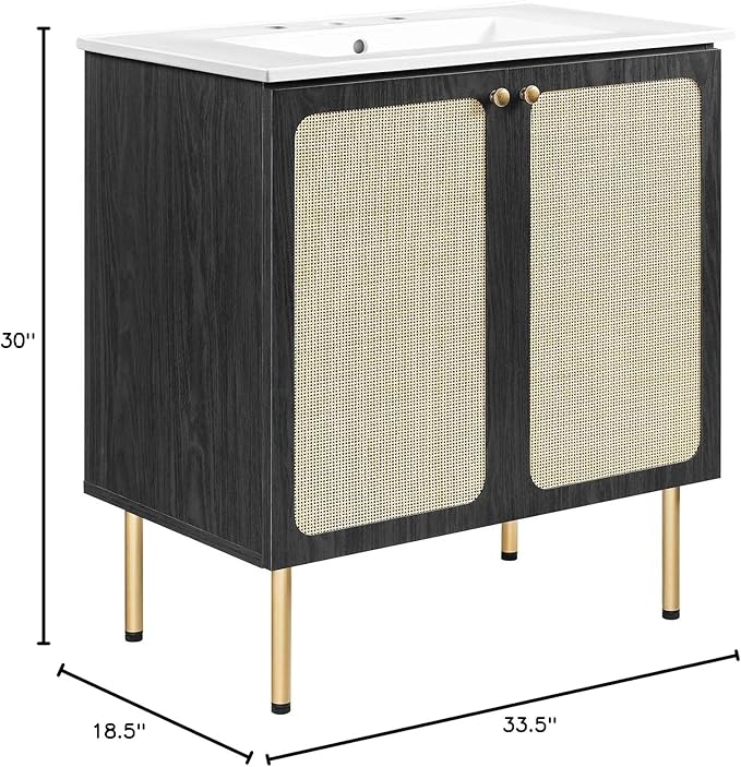 Modway EEI-6695-BLK-WHI Chaucer 30" Bathroom Vanity, Black White