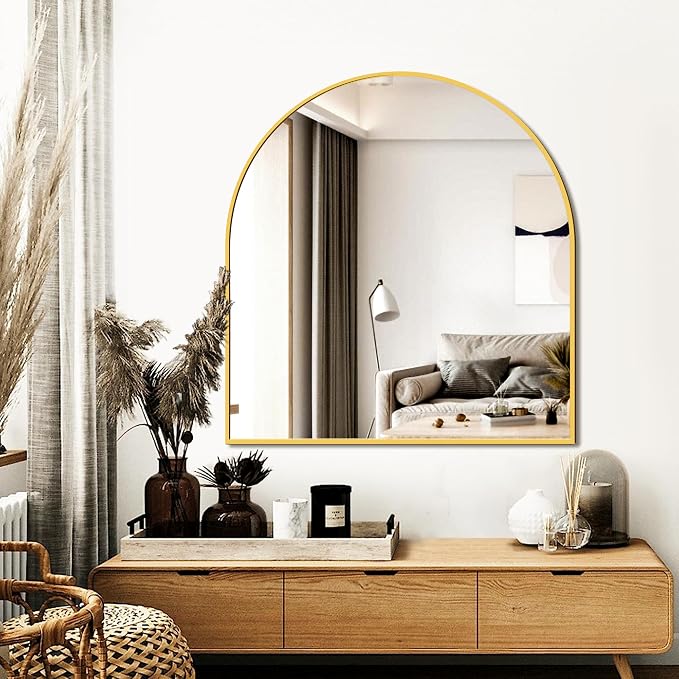 FICTOR 30" x 32" Arched Bathroom Vanity Mirror for Over Sink, Gold | Anti-Rust Metal Framed, HD Tempered Shatter-Proof Glass, Modern Wall Mirror for Entryway, Living Room, Bedroom