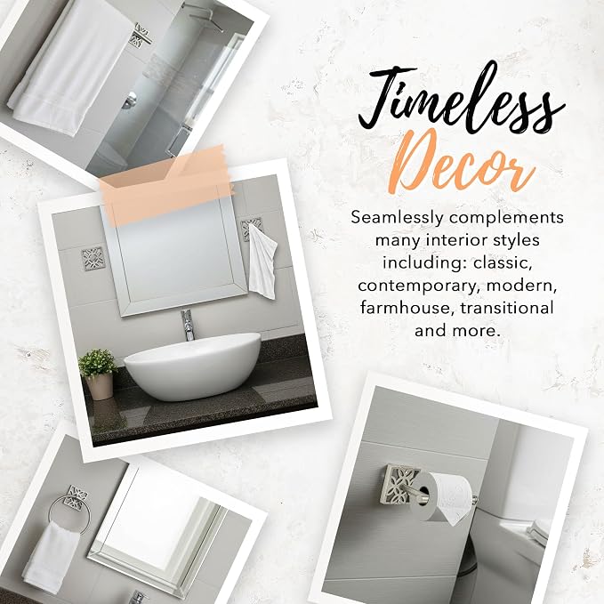 Autumn Alley 5 Pieces Nickel Bathroom Accessories Set, Wall Mounted – Silver Toilet Paper Holder, Chrome Bath Towel Holder, Brushed Nickel Towel Ring & Silver Bathroom Hardware Set Complete