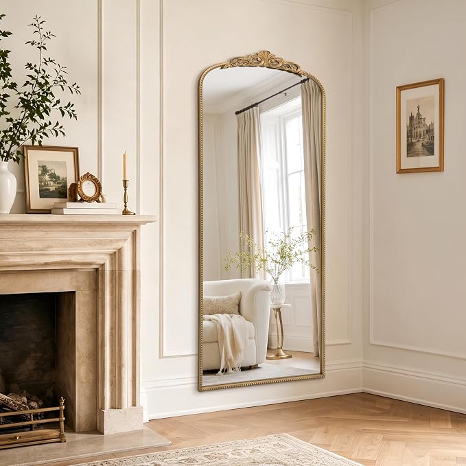 Micasso Gold Full Length Mirror: 26''x63'' Large Vintage Floor Body Mirror | Baroque Long Wall Mirror - Traditional Ornate Antique for Cloakroom/Dressing Room/Bedroom/Entryway - Ideal for Living Room