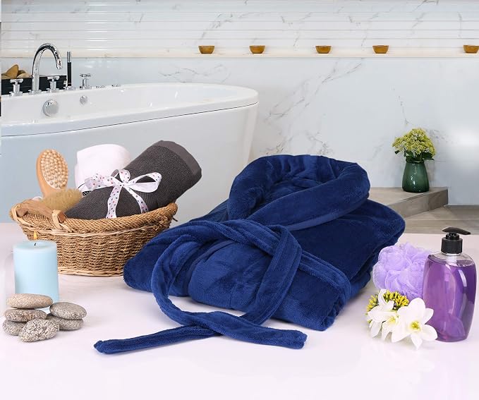 NY Threads Luxury Ultra Soft Mens Robe Plush Fleece Long Bathrobe