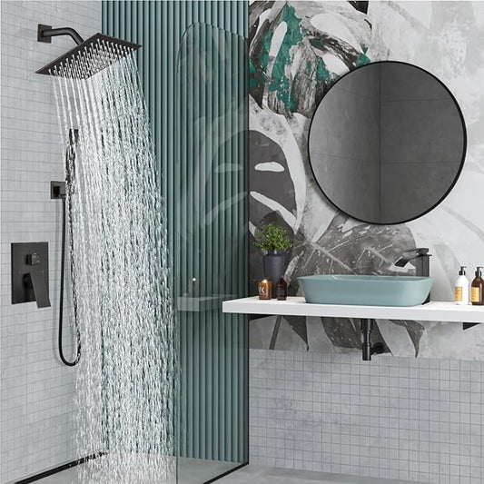 Midanya Shower Faucet Set with Handheld Sprayer,8 Inch,Oil Rubbed Bronze | Rough-in Shower Valve and Trim Kit Included,Square Rain Head,Wall Mount Shower System,All Metal,Bathroom