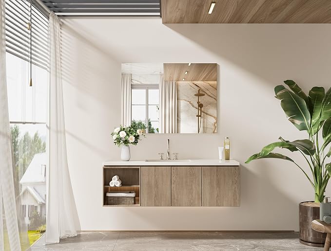 Frameless Bathroom Mirror 40" x 30" Vanity Mirror for Bathroom Sink, Suitable for Bedroom, Living Room, Entryway, Hallway, Home Gym, Vertically/Horizontally