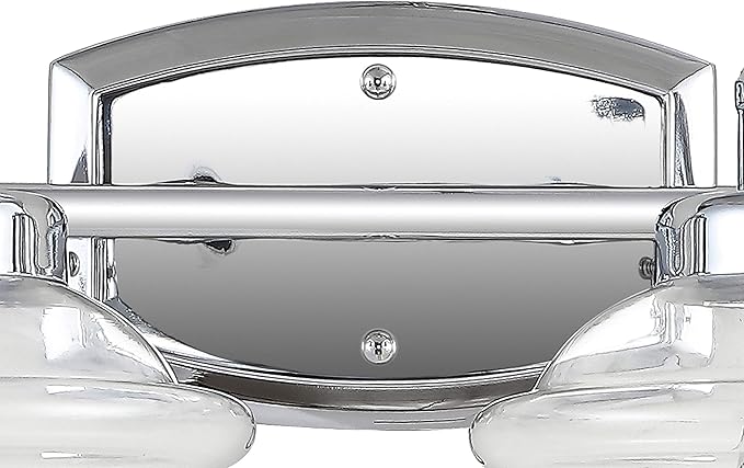 JONATHAN Y 16.75" Chrome Schoolhouse LED Vanity Light, Mid-Century Wall Sconce for Bathroom Kitchen Hallway, Clear Glass Shade, 2700K LED Bulb Included (JYL3531A)