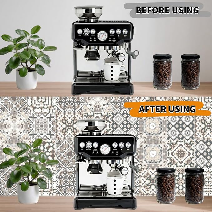 24 PCS Bohemian Floral PVC Peel and Stick Tile Stickers | for Kitchen Bathroom RV, Waterproof Self-Adhesive Removable Backsplash Decals, Easy DIY Upgrade, Smooth Surfaces, 5.91x5.91in